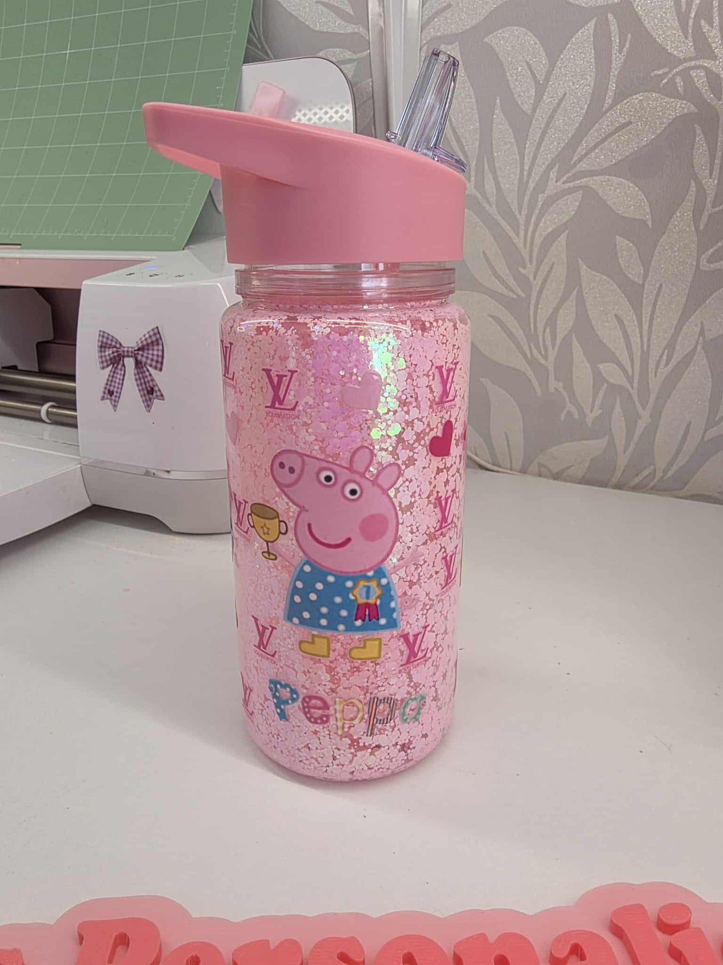 acrylic snow globe water bottle girls